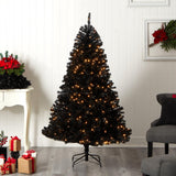 6' Black Artificial Christmas Tree with 400 Clear LED Lights and 1036 Tips