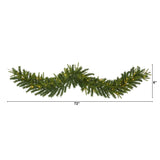 6' Green Pine Artificial Christmas Garland with 35 Clear LED Lights
