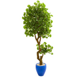 6' Jingo Artificial Tree in Blue Planter (Indoor/Outdoor)