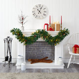 6' Mixed Pine and Pinecone Artificial Garland with 35 Clear LED Lights