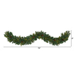 6' Mixed Pine and Pinecone Artificial Garland with 35 Clear LED Lights