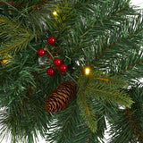 6' Mixed Pine Artificial Christmas Garland with 35 Clear LED Lights, Berries and Pinecones