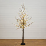 6' Pre-Lit Artificial Twig Tree with 480 Warm White LED Lights