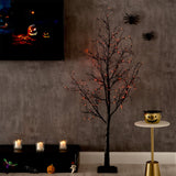 6' Pre-Lit Halloween Black Twig Artificial Tree with 300 Orange & Purple LED Lights