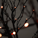 6' Pre-Lit Halloween Black Twig Artificial Tree with 300 Orange & Purple LED Lights