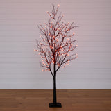 6' Pre-Lit Halloween Black Twig Artificial Tree with 300 Orange & Purple LED Lights