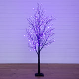 6' Pre-Lit Halloween Black Twig Artificial Tree with 300 Orange & Purple LED Lights