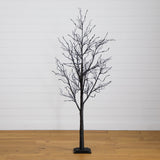 6' Pre-Lit Halloween Black Twig Artificial Tree with 300 Orange & Purple LED Lights