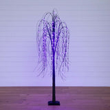 6' Pre-Lit Halloween Black Willow Artificial Tree with 160 Orange & Purple LED Lights