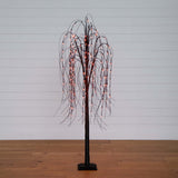 6' Pre-Lit Halloween Black Willow Artificial Tree with 160 Orange & Purple LED Lights