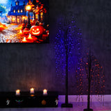 6' Pre-Lit Halloween Black Willow Artificial Tree with 160 Orange & Purple LED Lights