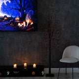 6' Pre-Lit Halloween Black Willow Artificial Tree with 160 Orange & Purple LED Lights