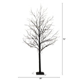 6' Pre-Lit Halloween Deluxe Black Twig Artificial Tree with 156 Orange & Purple LED Lights