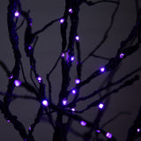 6' Pre-Lit Halloween Deluxe Black Twig Artificial Tree with 156 Orange & Purple LED Lights