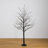 6' Pre-Lit Halloween Deluxe Black Twig Artificial Tree with 156 Orange & Purple LED Lights