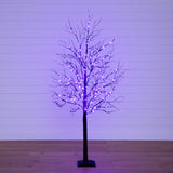 6' Pre-Lit Halloween Deluxe Black Twig Artificial Tree with 156 Orange & Purple LED Lights