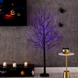 6' Pre-Lit Halloween Deluxe Black Twig Artificial Tree with 156 Orange & Purple LED Lights