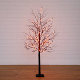 6' Pre-Lit Halloween Deluxe Black Twig Artificial Tree with 156 Orange & Purple LED Lights