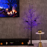 6' Pre-Lit Halloween Minimalist Twig Artificial Fall Tree with 320 Orange & Purple LED Lights