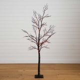 6' Pre-Lit Halloween Minimalist Twig Artificial Fall Tree with 320 Orange & Purple LED Lights