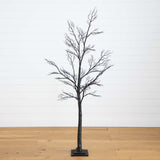 6' Pre-Lit Halloween Minimalist Twig Artificial Fall Tree with 320 Orange & Purple LED Lights