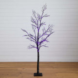 6' Pre-Lit Halloween Minimalist Twig Artificial Fall Tree with 320 Orange & Purple LED Lights