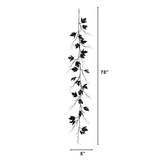 6.5' Pre-Lit Artificial Halloween Black Maple Garland with 48 Orange & Purple LED Lights