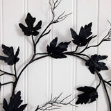 6.5' Pre-Lit Artificial Halloween Black Maple Garland with 48 Orange & Purple LED Lights