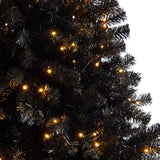 7' Black Artificial Christmas Tree with 500 Clear LED Lights and 1428 Tips