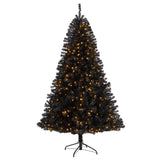 7' Black Artificial Christmas Tree with 500 Clear LED Lights and 1428 Tips
