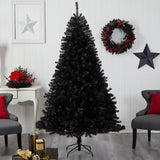7' Black Artificial Christmas Tree with 500 Clear LED Lights and 1428 Tips