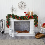 9' Bow and Pinecone Artificial Christmas Garland with 35 Clear LED Lights