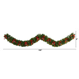 9' Bow and Pinecone Artificial Christmas Garland with 35 Clear LED Lights