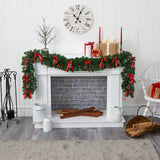 9' Bow and Pinecone Artificial Christmas Garland with 35 Clear LED Lights
