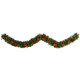 9' Bow and Pinecone Artificial Christmas Garland with 35 Clear LED Lights