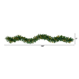 9' Christmas Pine Artificial Garland with 50 Warm White LEDs Lights