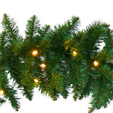 9' Christmas Pine Artificial Garland with 50 Warm White LEDs Lights