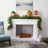 9' Christmas Pine Artificial Garland with 50 Warm White LEDs Lights