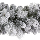 9' Flocked Christmas Artificial Garland with 180 Bendable Branches