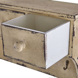 10.5” Distressed Wooden Shelf with Drawers and Hooks