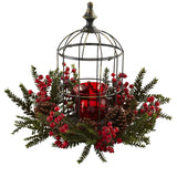 Pine Berry Birdhouse Candelabrum